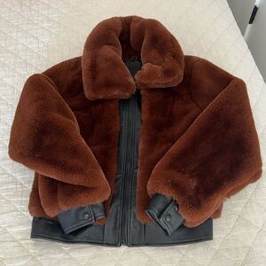 Blank NYC Rich Brown Teddy Jacket with Black Accents